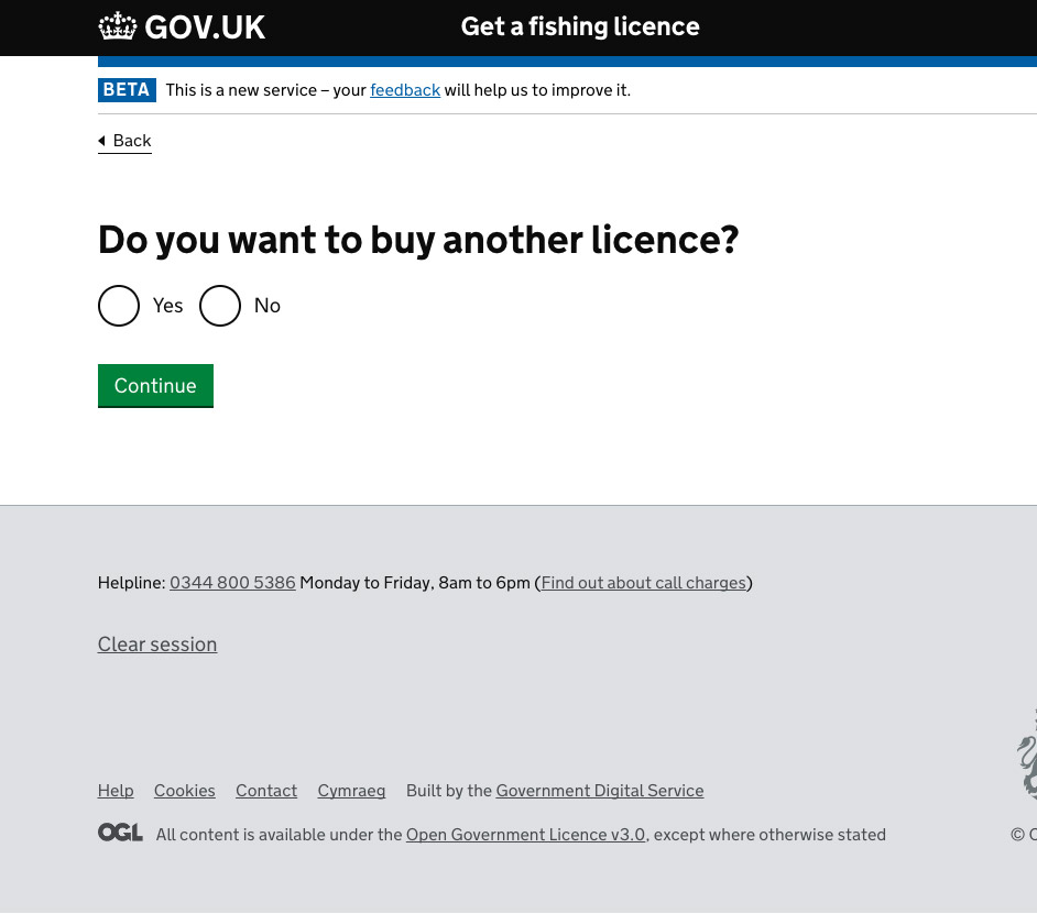 Do you want to buy another licence?