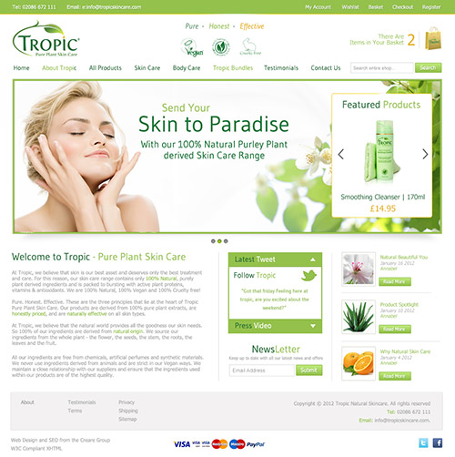 Tropic skincare home page concept