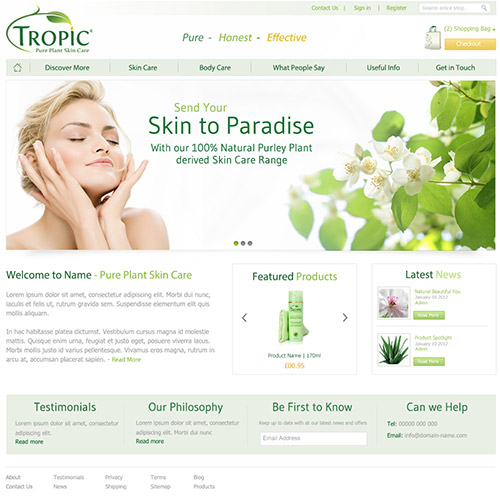 Tropic skincare alternative home page concept