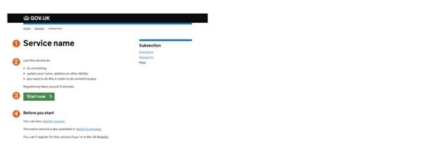 A simple page layout from Gov.uk