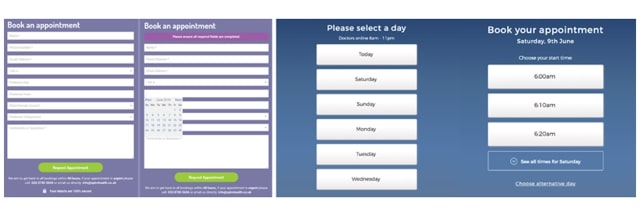 Two screenshots: a traditional date picker and a simplified interface